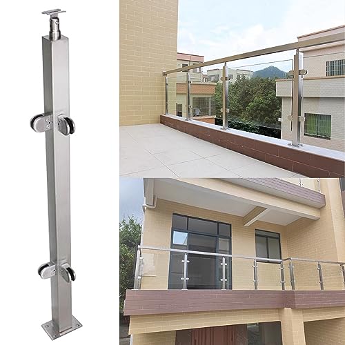 Barandilla de acero inoxidable para balaustradas de vidrio de 3/8 o 1/2 pulgadas, altura ajustable de 27 a 51 pulgadas, perfecta para balcones (zafiro de 60 cm de altura)