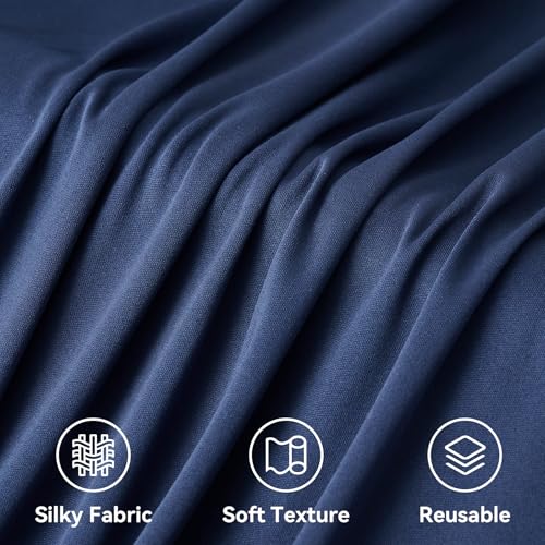Image of 20ftx15ft Navy Blue Backdrop Curtain for Parties, Wrinkle Free Polyester 4 Panels 15 ft Long Photo Backdrop Drapes Back Drop Cloth Drapery for Wedding Birthday Party Photography Background