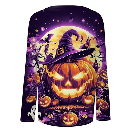 Halloween Shirts for Women Long Sleeve Plus Size Fashion Crewneck Comfortable Tshirts Halloween Costumes for Women