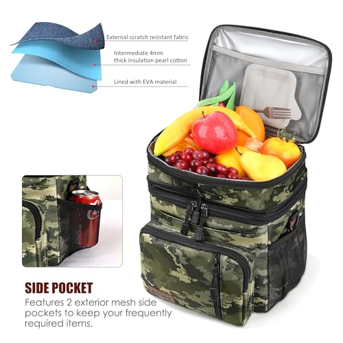 Image of MIYCOO Lunch Bag & Lunch Box for Men Women, Double Deck Leakproof Insulated Soft Large Adult Camping Cooler bag for Work, Beach, Picnic, Travel (Camouflage, 15L)