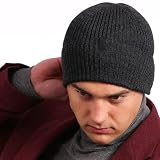 molti Męska czapka zimowa ze 100% wełny merynosów – ciepła czapka z dzianiny beanie | termoregulacyjna, miękka i oddychająca | rozmiar 55-60 | wybór kolorów, ciemnoszary, 55-60