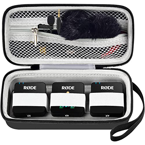 Case Compatible with Rode Microphones Wireless GO II Dual Channel Wireless Microphone System, Holder for Rode Wireless GO 2 Mic Receiver & Transmitter, Mesh Pocket for Lavalier GO/Cable (Box Only)