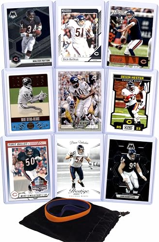 Chicago Bears Football Legends Cards: Walter Payton, Dick Butkus, Jay Cutler, Mike Ditka, Gale Sayers, Devin Hester, Mike Singletary, Brian Urlacher, Dan Hampton (9) Assorted GOAT Card Hall of Fame Gift Pack