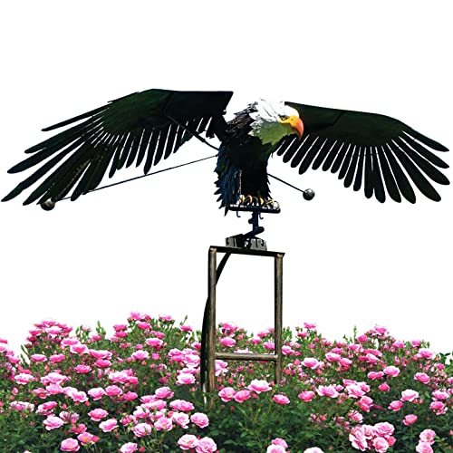 XIAOGUANG Moulin À Vent Métal Chouette Aigle Art De Jardin Ornement D'oiseau Battant des Ailes Statue De Jardin Oiseau Enjeux De Hibou pour Patio, Cour, Extérieur, Décoration De Pelouse