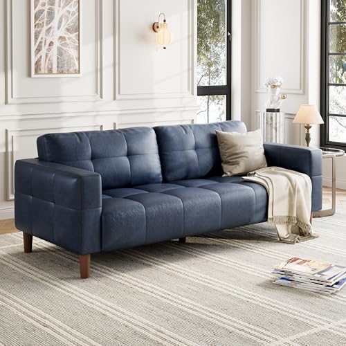 Image of GarveeHome 3-Seater Sofa Couch, 83 inch Wide Faux Leather Couch with Deep Seats