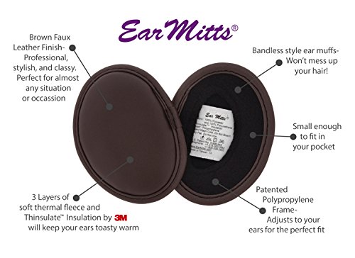 EAR MITTS® Bandless Ear Muffs For Men & Women, Soft Winter Ear Warmers, 2 Sizes2
