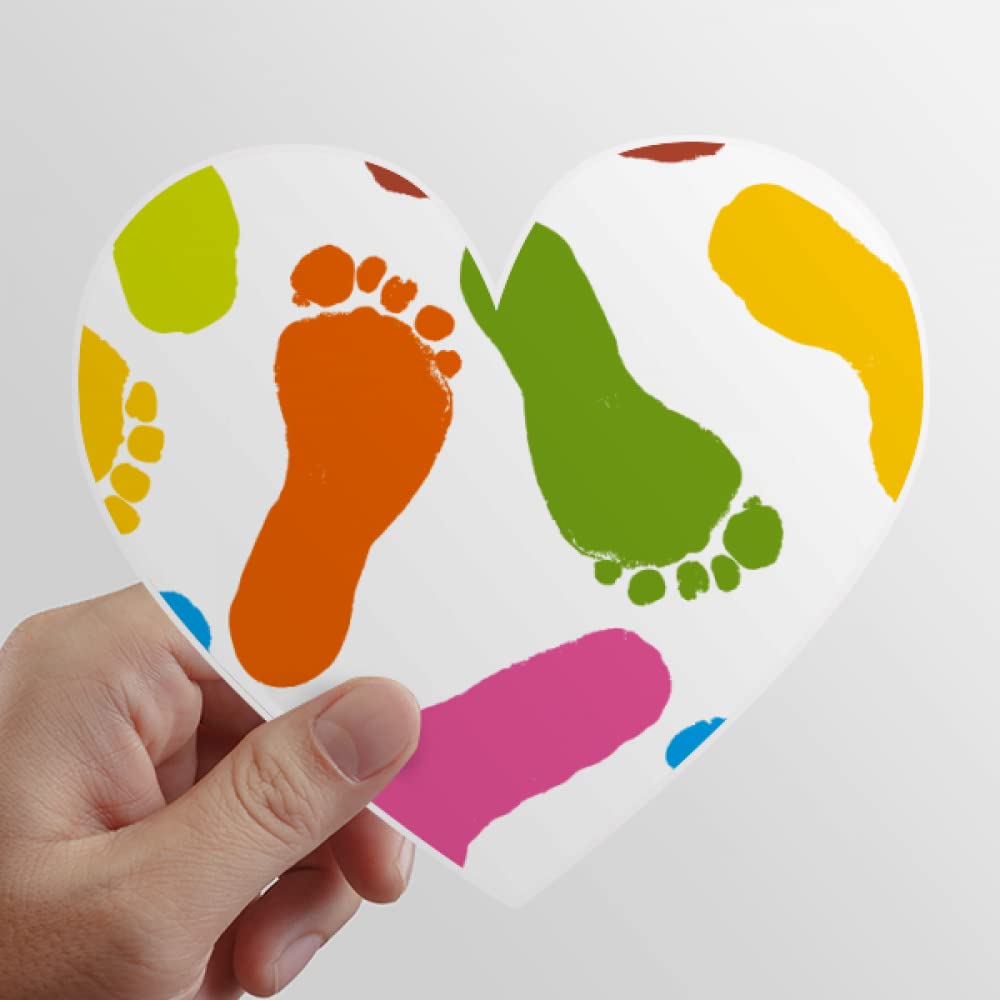 Colorful Footprint Modern Style Fashion Poster Heart Vinyl Sticker Bicycle Bottle Decal