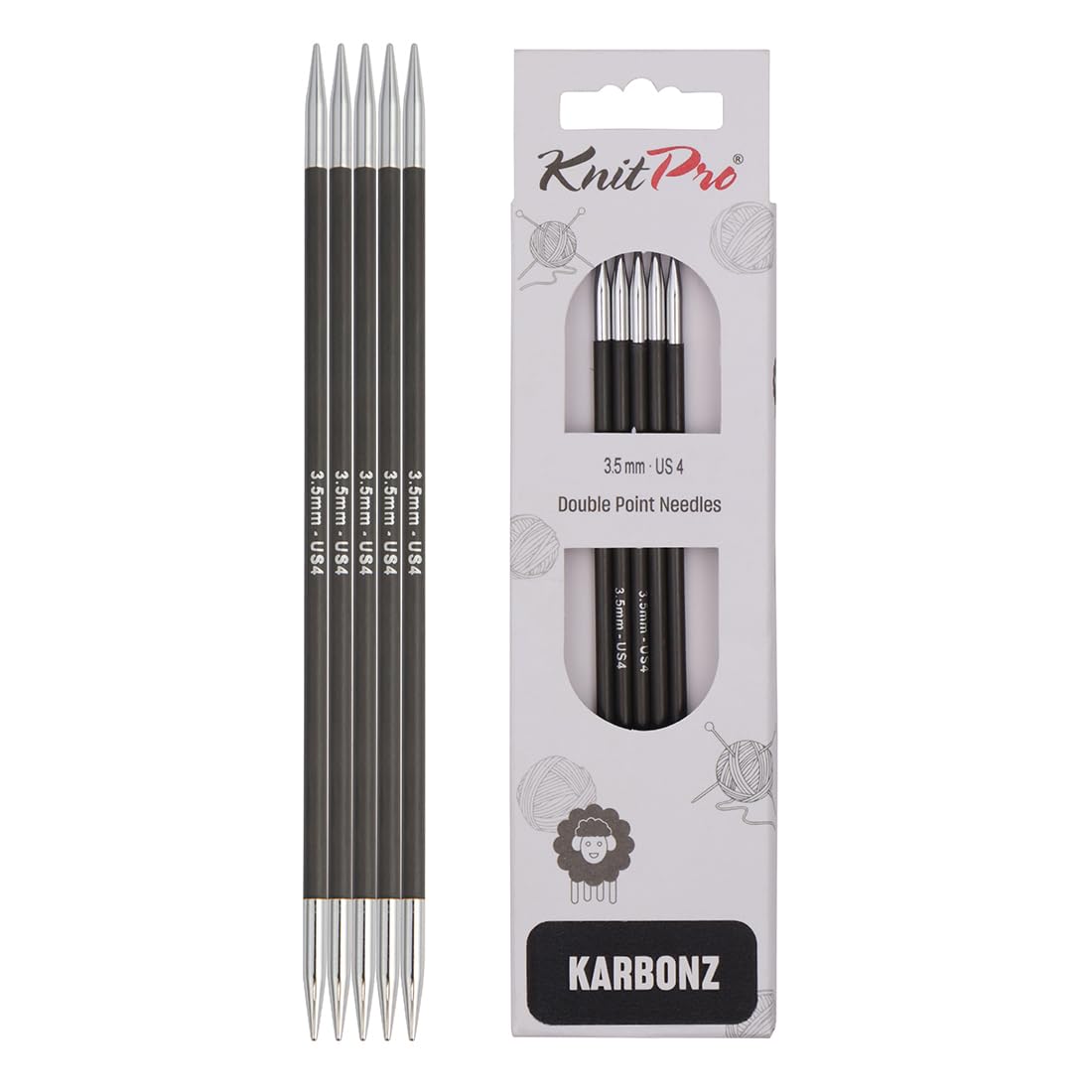 B&Q -  Karbonz: Knitting Pins: Double-Ended: Set Of Five: 20Cm X 3.50mm