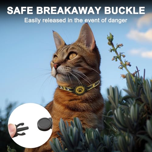 image for Furrigo Airtag Cat Collar Breakaway, Reflective Kitten Collar with App
