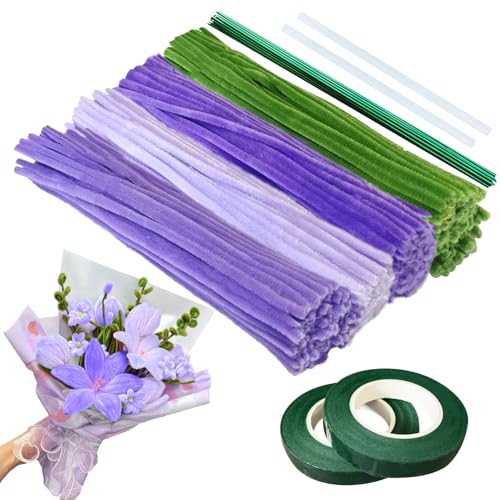 AllisWay Limpador de cachimbos artesanais, limpa-cachos, Tulip Bouquet Pipe Cleaner Set, Quattro Colori, Adatti per Realizzare Bouquet Fai Da Te, ecc, 400 peças