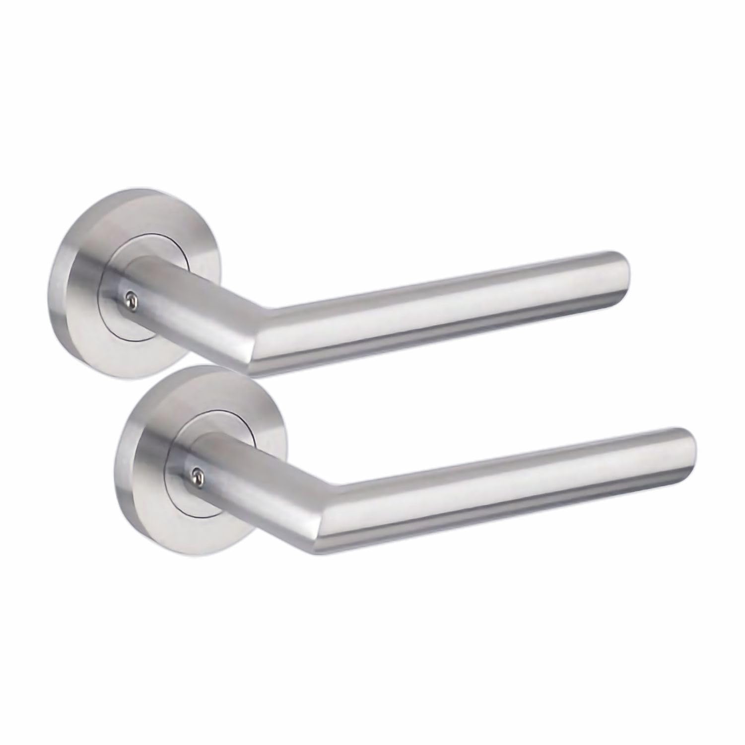 Golden Grace Mitred Latch Door Handle Pair - Satin Nickel - 52mm Round Rose