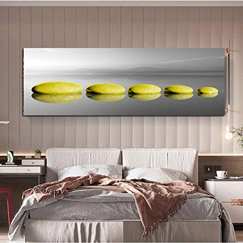 Toile paysage abstrait moderne gris jaune avec impression haute definition texture pierre