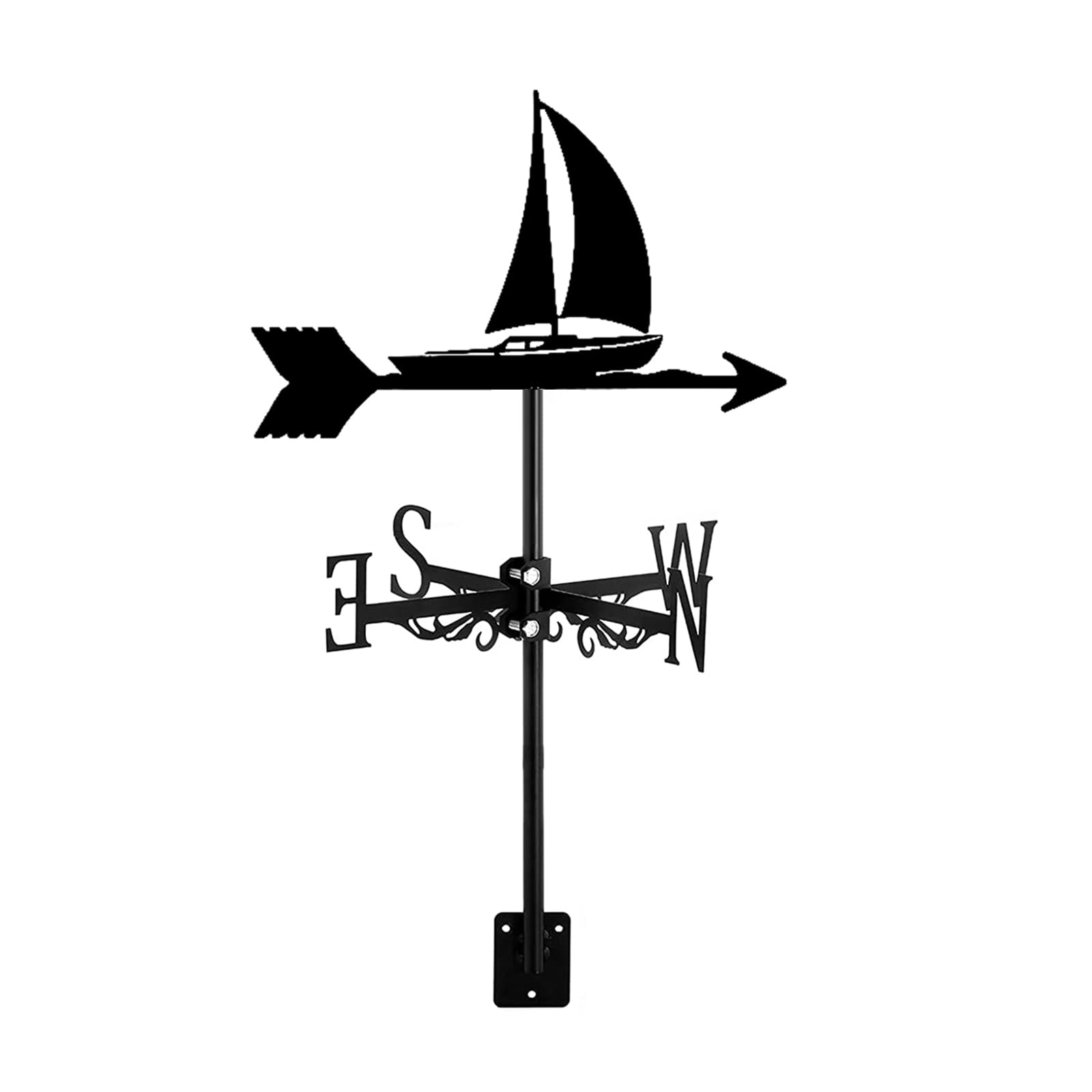 CZYLJLK weathervane vanes for outside Garden Weather Vane Decorative Wind Sailboat Style Roof Mount Ship Decoration Direction Indicator Kit, Outdoor Lawn Metal Bracket Sloop