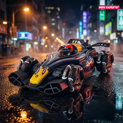 Image of MiniExplorer RC 4x4 Formula F1 Drift Smoke Car 1:14 Scale | Hand Gesture Sensor & Remote Control | 2.4GHz High Speed Racing Car with 360 Spin, Lights, Music & Smoke | Toy for Boys & Girls 4+