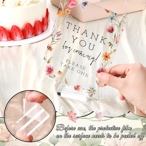 Image of Vercraft 6 Pcs Wildflowers Wedding Table Decorations | 5 x 7 inch Wildflower Wedding Decor, Bridal Shower Sign, Take One Thank You Acrylic Sign, Wedding Birthday Guest Gift Party Decor