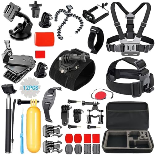 Image of Action Pro Accessories Kit Compatible with GoPro-13 /12 /11 /10 /9 /8 /7 /6 /5 /4 /3+ Session Accessory Bundle Set for Action Camera SJ4000 /SJ5000 /SJ6 /Xiaomi /Yi
