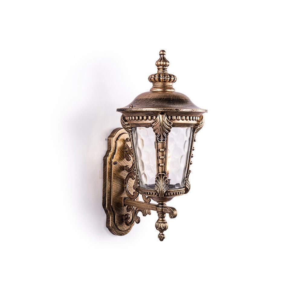 HPTHLY Wall Mounted Light E27 Outdoor Waterproof Wall Lantern Glass Lampshade Lights, Wall Mounted Lighting Fixtures Decoration, European Retro Industrial Al(Bronze-Small)