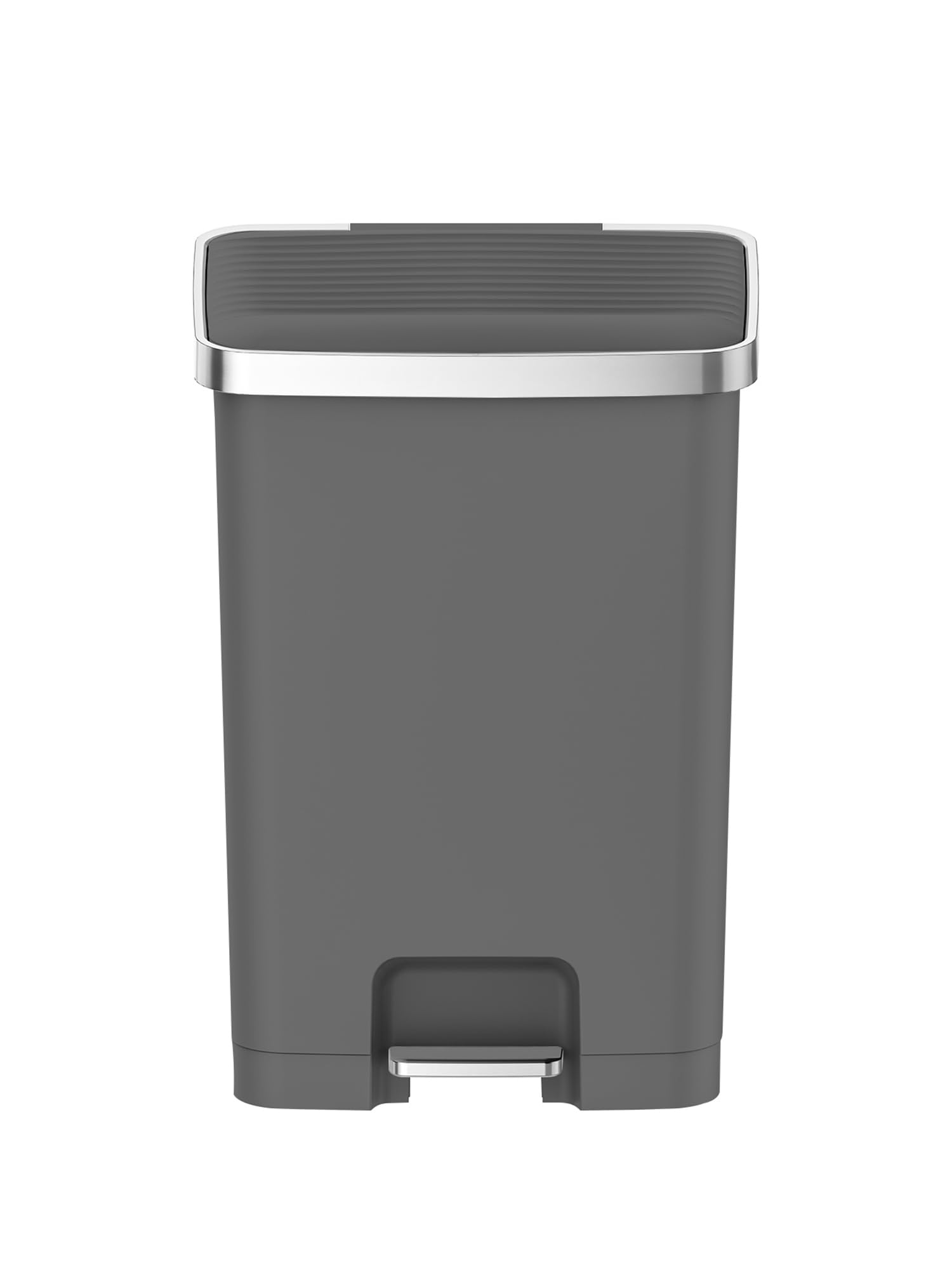 Obsessions EKO 70L Plastic Step Bin with Pedal, Large Capacity Trash Can Ideal for Home, Kitchen and Office,Grey-image-48