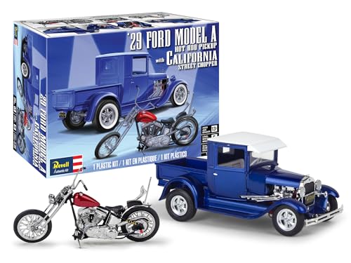 Revell 14565 1929 Ford Model A Hot Rod Pickup with California Street Chopper 1:25 Scale 205-Piece Skill Level 5 Model Building Kit