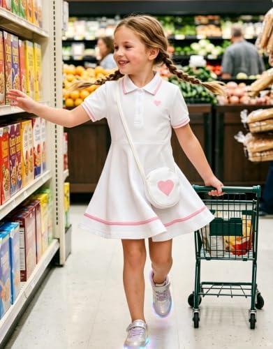 Move Dance Little Girls Sporty Dress Size 5-6 White Sundress with Bag - image 5
