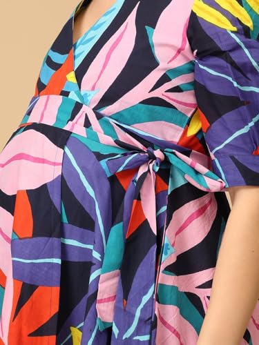 Image of The Mom Store Maternity and Nursing Wrap Dress for New Mom | Pre and Post Pregnancy Wear for Womens | Trendy Stylish Printed Friendly Dresses for Women | Comfortable