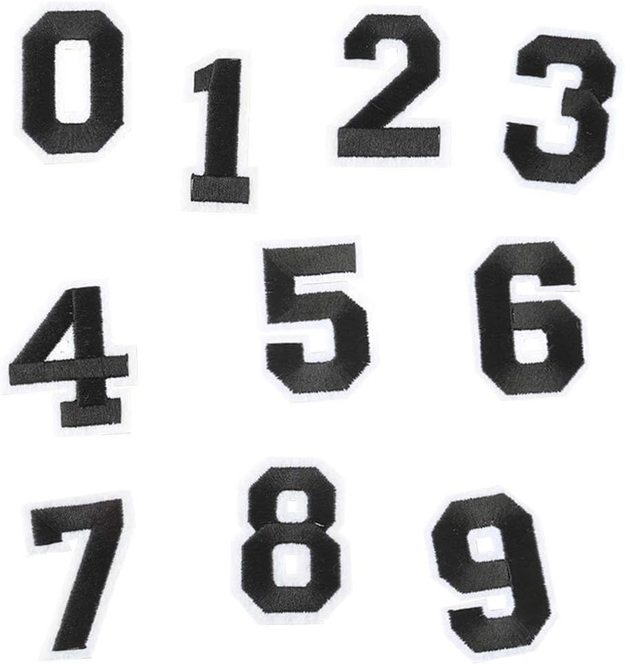 HEALLILY Number Sewing on Patches Embroidered Numbers Appliques 0 to 9 for DIY Bags Jeans Jackets 10Pcs (Black)
