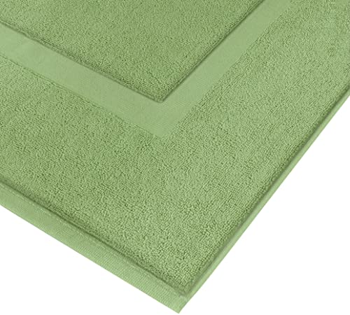 Utopia Towels Cotton Banded Rug, Bath Mats, Not a Bathroom Rug, 21 by 34 Inches, 100% Ring Spun Cotton, Highly Absorbent Shower Bathroom Floor Mat, Sage Green, 2 Pack