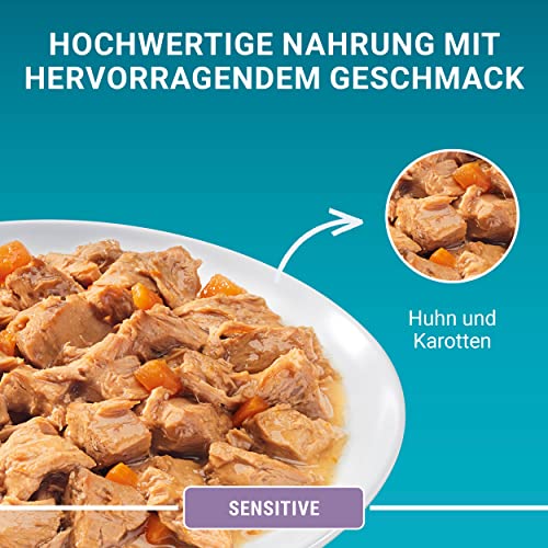 PURINA ONE Sensitive Katzenfutter nass, zarte Stückchen in Sauce mit Huhn, 26er Pack (26 x 85g)