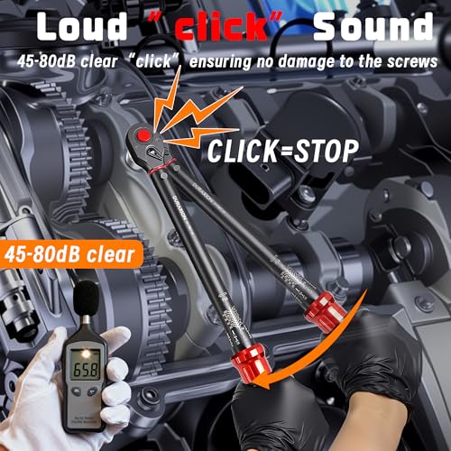 DURAXION 1/2-Inch Drive Torque Wrench 10-170ft.lb/13.6-230.5Nm, ±3% Precision Dual Direction Torque Wrenches with 72-Tooth Dual Range Scales - Thumbnail 4