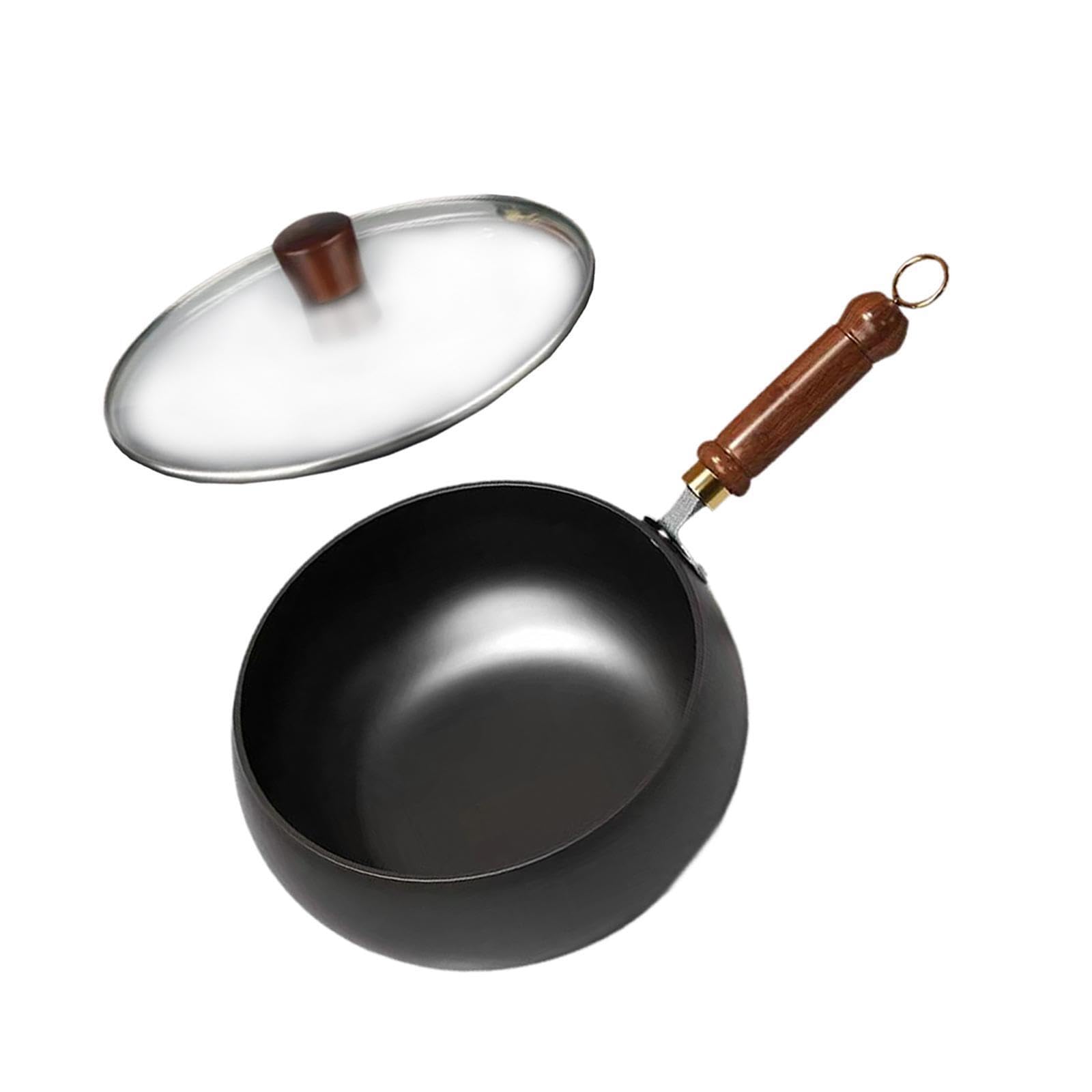 Padella Wok da 45 pollici per una cottura fluida con rivestimento antiaderente e manico ergonomico. Il Wok cinese è adatto a tutti i tipi di cottura, coperchio in vetro, 24 cm