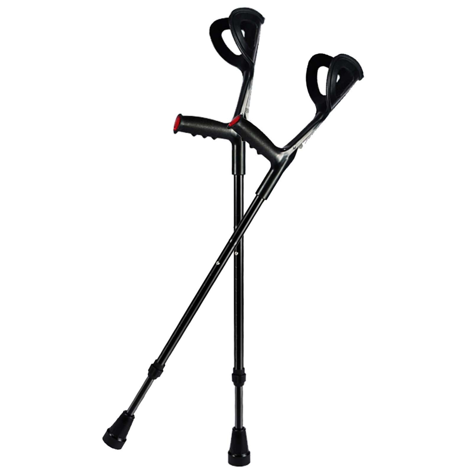 Muletas de Antebrazo Portátiles Plegables for Viajes, Andador for Adultos, Capacidad de Carga 100kg (Color : 2pcs Black)