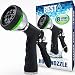 Best Garden Hose Nozzle (HIGH Pressure Technology) - 8 Way Spray Pattern - Jet, Mist, Shower, Flat, Full, Center, Cone, and Angel Water Sprayer Settings - Rear Trigger Design - Steel Chrome Design