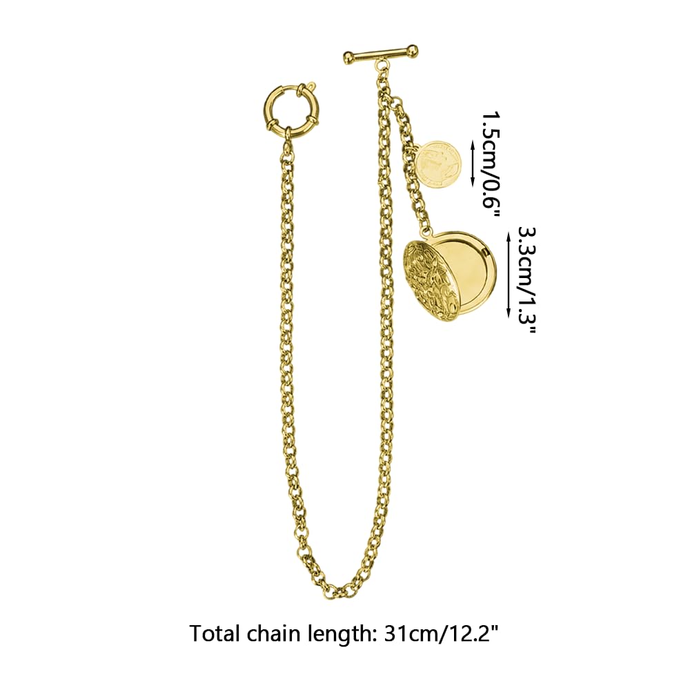 DONGKER Chaîne de Montre de Poche,Pendentif Médaillon Détachable de Style Antique de 30 Cm,pour Homme,Costume,Gilet,Chemise