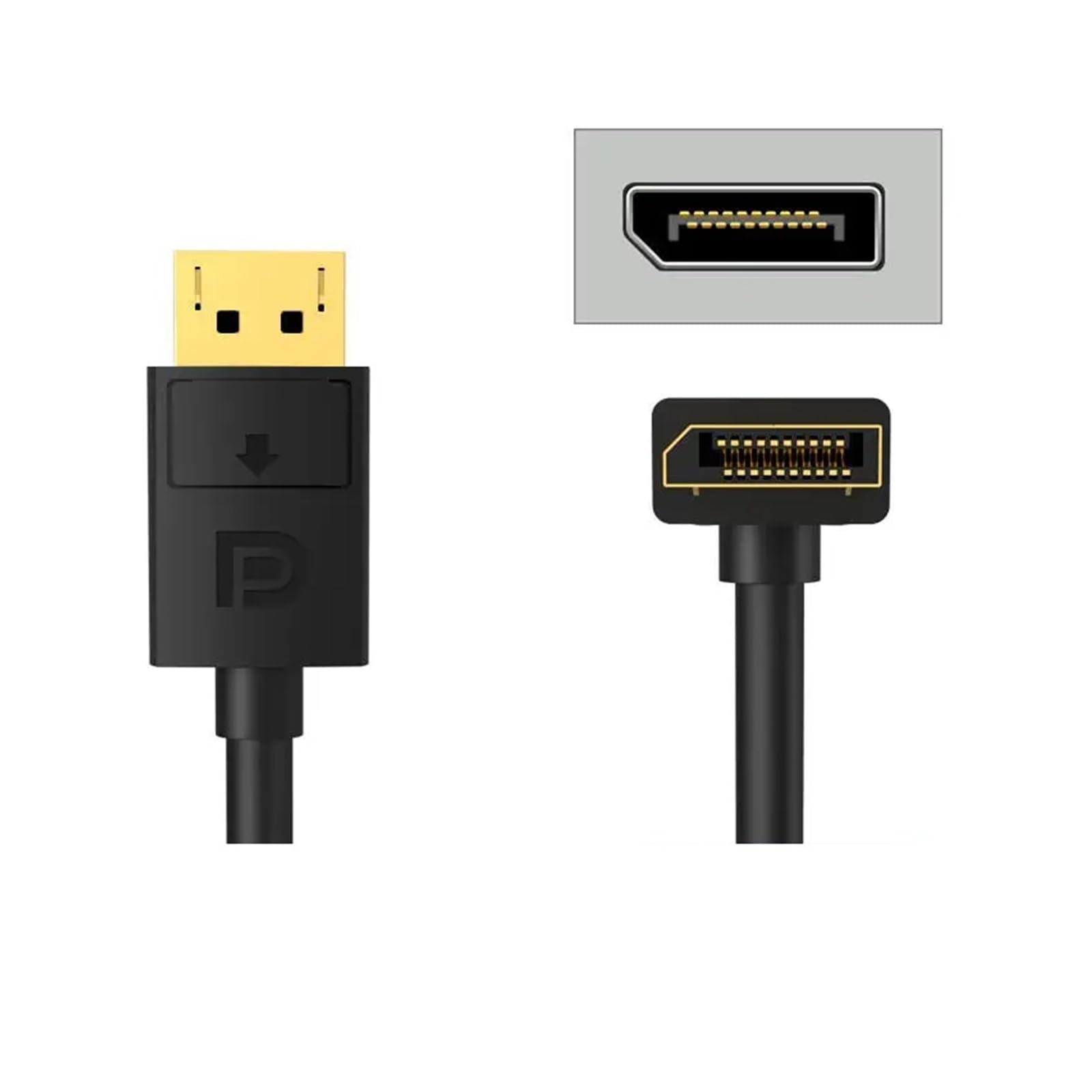 Cavo adattatore Displayport 1,4 da 90 gradi, cavo per porta di visualizzazione ad angolo retto, angolo verso l'alto, 8K/60Hz, 4K/144Hz, compatibile con il monitor di gioco (1,0,5 m)