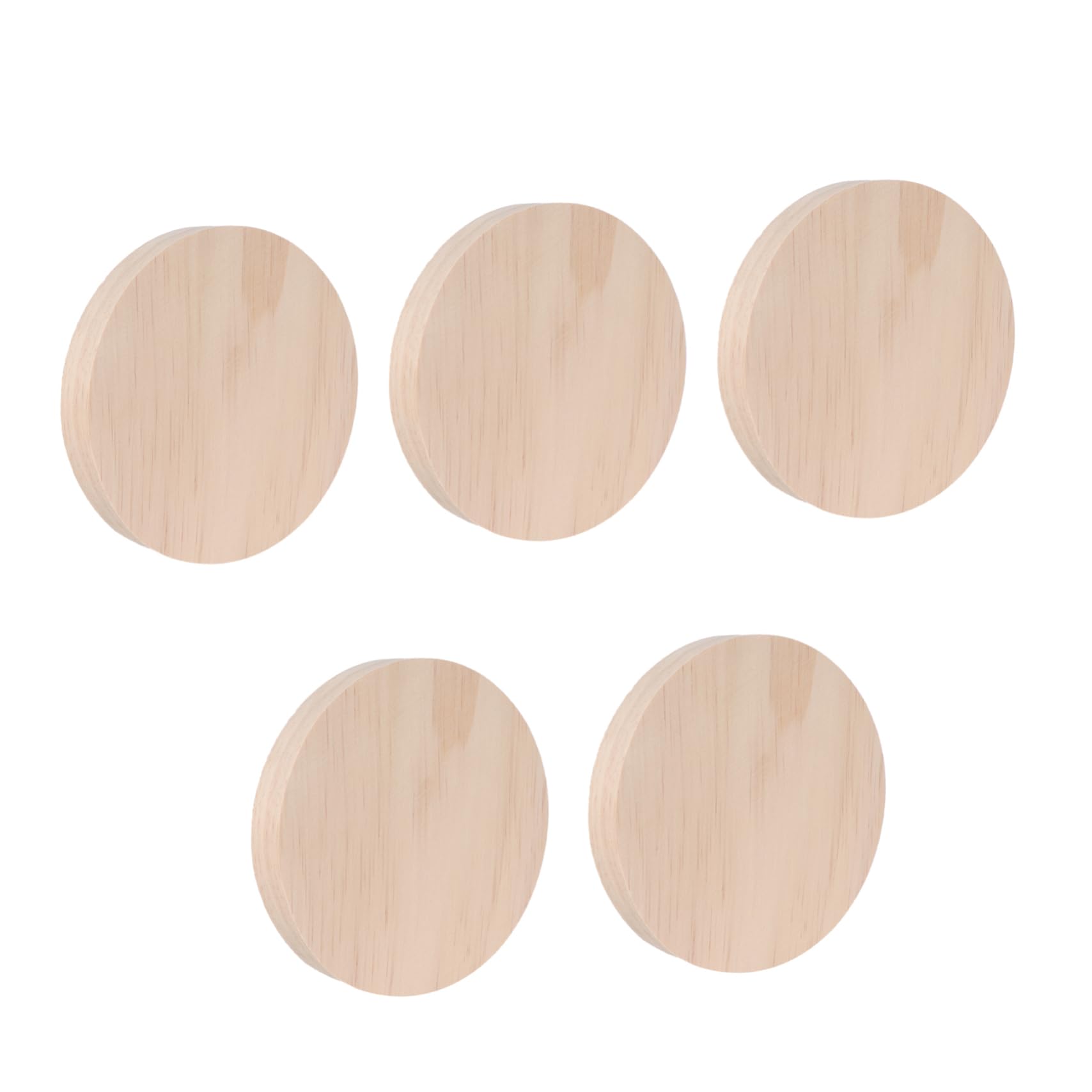 Beatifufu 5pcs Wooden Ornaments Round Board DIY Material Sturdy Craft Accessory for DIY Projects