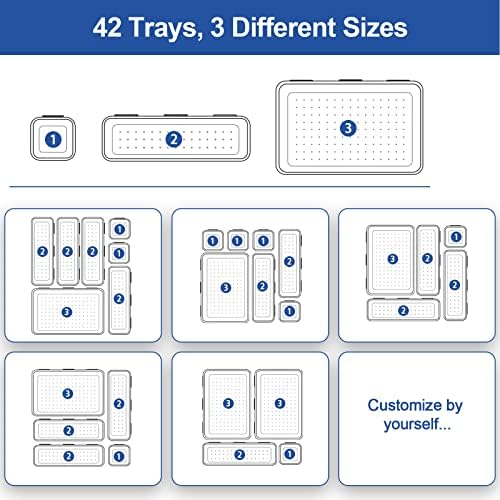 Haobin 42 Pack Interlocking Desk Drawer Organizers,Tool Box Organizer and Storage,Hardware Organizer for Tool Drawer,Desk Drawer Tray Organizer for Kitchen Bathroom Makeup Office Garage Vanity Dresser