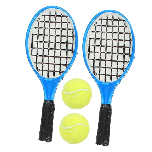 LOORGVEL 4piezas Accesorios para Raquetas De Tenis Decoración De Escritorio Hogar Minijuego De Tenis Microraqueta De Raquetas Balones