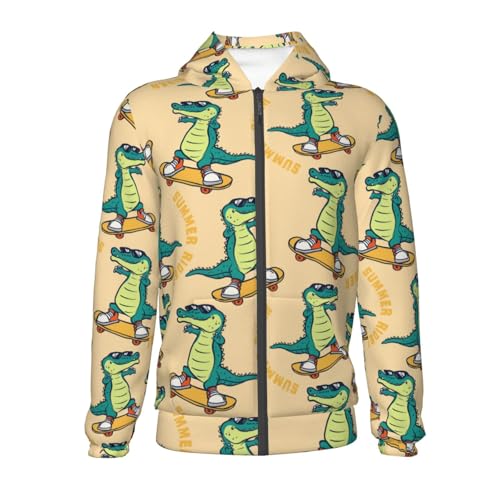 Cartoon Crocodile Skateboard Kids Pullover Hoodies Boys Zip Up Sweatshirts Girls Athletic Clothes with Pocket2