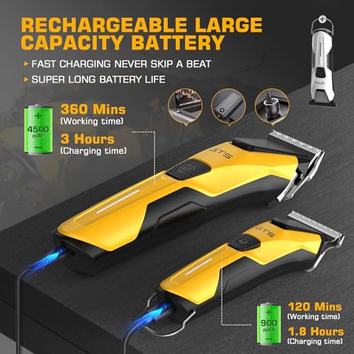 Image of Professional Hair Clippers for Men, Professional Barber Clippers and Trimmer Set, Mens Cordless Hair Clipper for Barbers Haircut Kit Fade Yellow