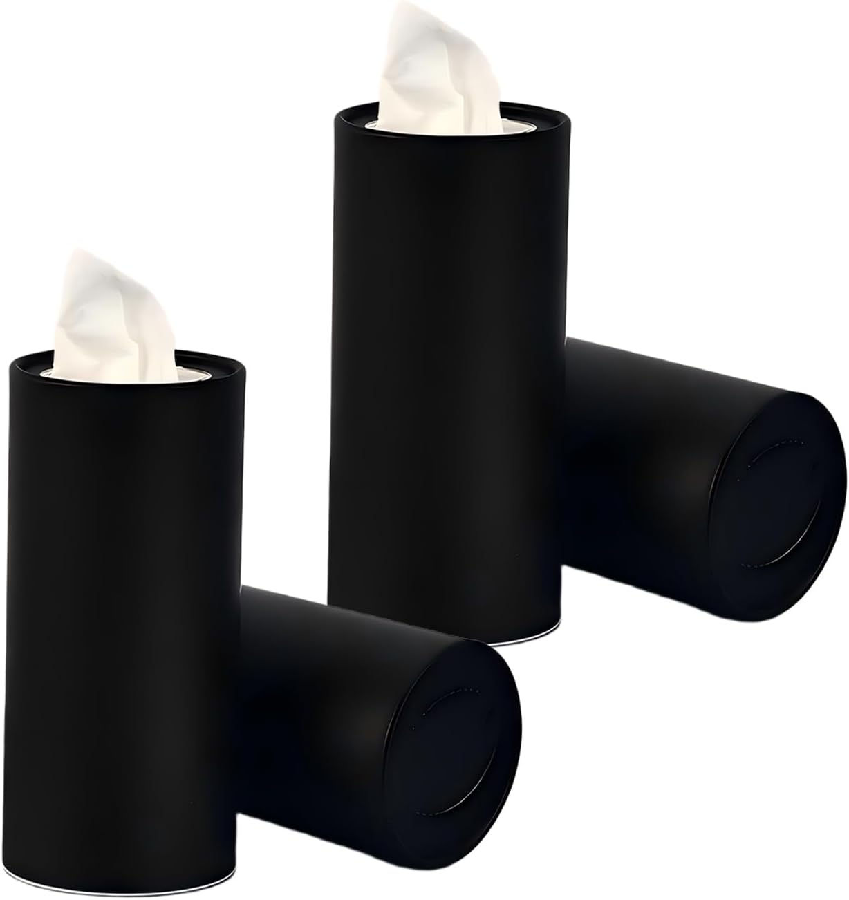 4 PCS Car Cup Holder Tissue Boxes, Automotive Interior Tissue Container, Tissues Cylinder Box Container with 120 Sheets Tissues, Universal for Most Cars (Black)