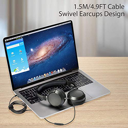 Avantree Superb Sound Wired On Ear-koptelefoon met microfoon, 1,5 m lang snoer voor volwassenen, studenten, kinderen… - Afbeelding 4