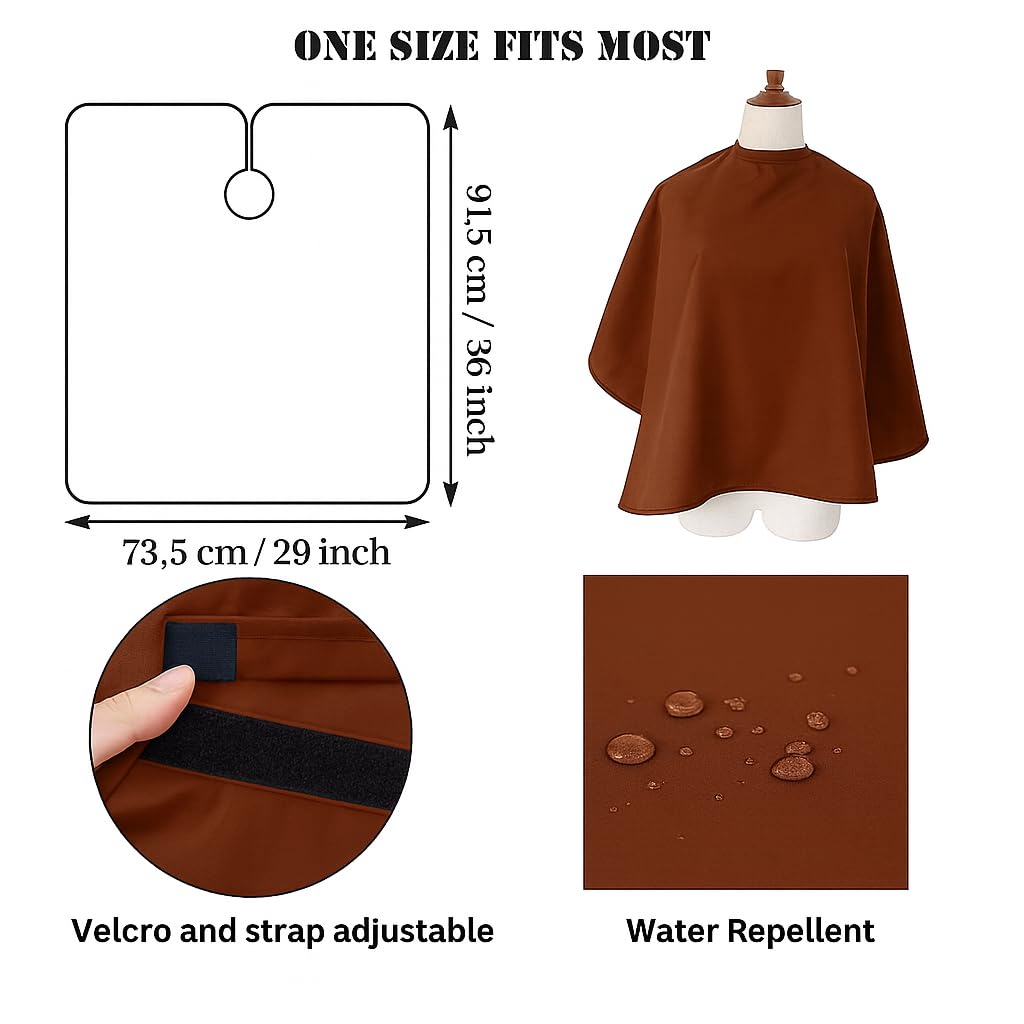 MAKSTILE Short Hair Cutting Cape for Women & Men | Salon & Home Use Hair Dye, Styling, Makeup Apron | Lightweight Barber Cape for Haircut, Shampoo & Beauty Artists - Size: 36 x 29 Inches (Coffee) - Image 5 thumbnail