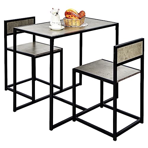 LIFEZEAL Ensemble Table à Manger avec 2 Chaises, Structure Métallique, Mange Debout et Chaise Peu Encombrant, Salle à Manger, Restaurant, Cuisine, Charge...