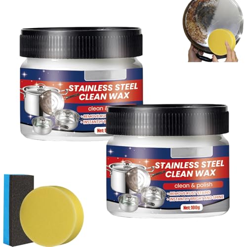 Nouvelle pâte nettoyante magique en acier inoxydable à base de nanotechnologie, nettoyant pour aluminium et acier inoxydable, nettoyant pour four pour appareils électroménagers, évier 100 g (2pcs)