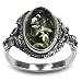 Sterling Silver Green Amber Oval Ring