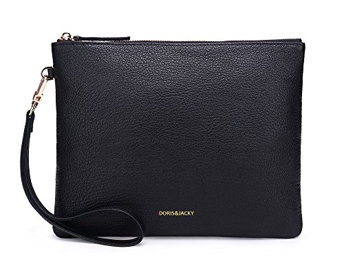 Image of DORIS&JACKY Lambskin Leather Wristlet Clutch Purse Women Large Phone Wallet