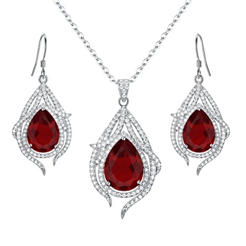 EleQueen 925 Sterling Silver Cubic Zirconia Teardrop of Angel Bridal Pendants Necklace Hook