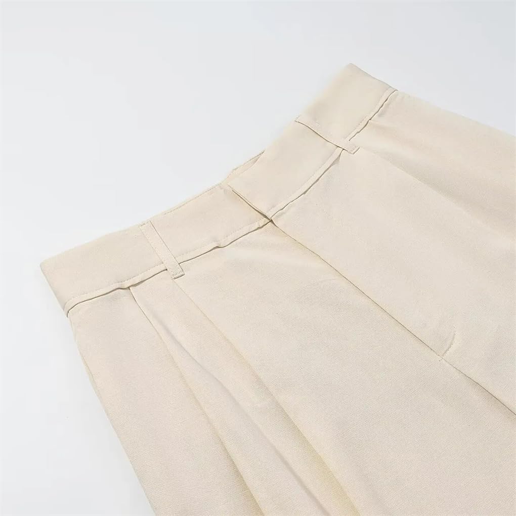 Women's Pleated Wide-Leg Retro High-Waisted Zipper Pants