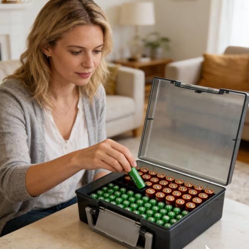 2 Stück Batteriebox Batterie Aufbewahrungsbox für 72 AAA AA Batterien, Batterie Organizer Batteriekasten Kunststoff Batterien Aufbewahrung, Batterie Box Aufbewahrung Nur Box
