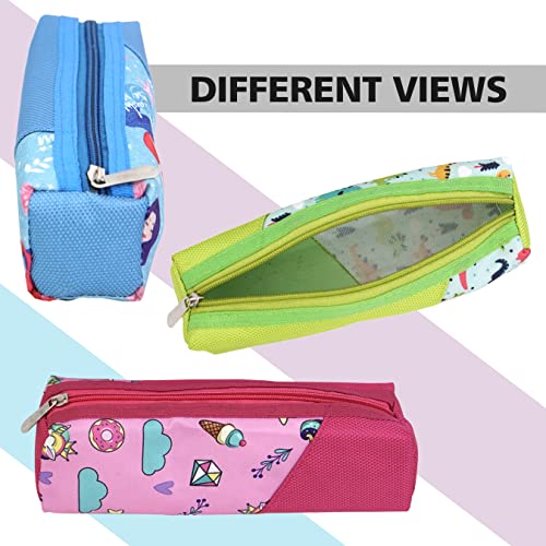 Image of TULMAN Polyester Multipurpose Pencil Pouch Kids Birthday Party Return Gifts to Carry Pencil Pens in Stationery Pouch with Zip Lock Accessories for Boys /Girls /Children (6 Pack) - Multicolor